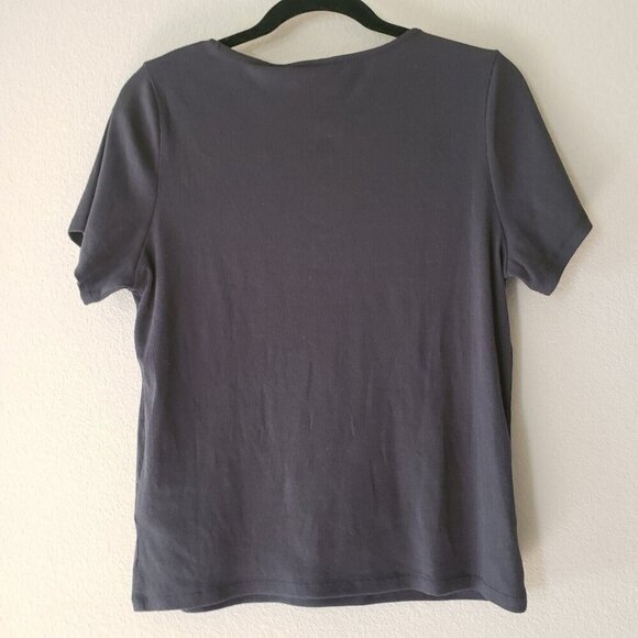 Levi's Womens Off Black Short Sleeve Rib 90s Style Baby T-Shirt Size XL Slim Fit - Picture 2 of 15